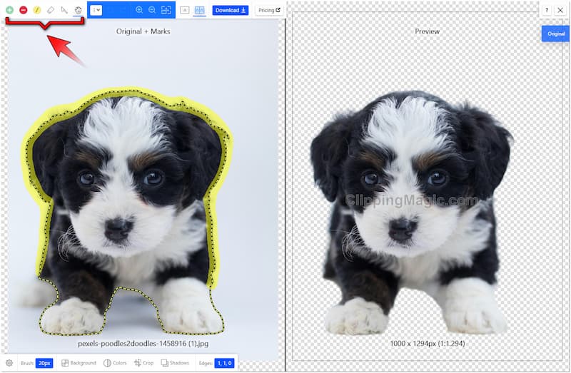被写体画像を調整