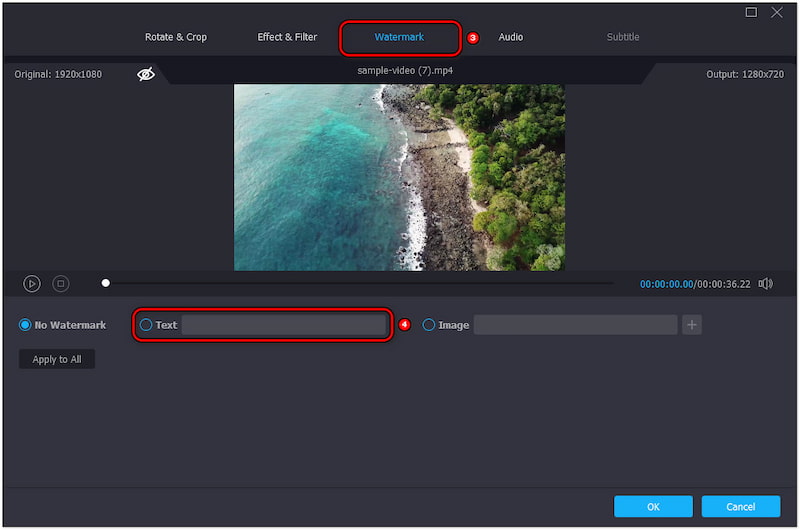 ウォーターマークのセクションを選択