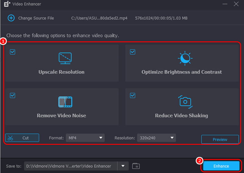動画アップスケール Vidmore