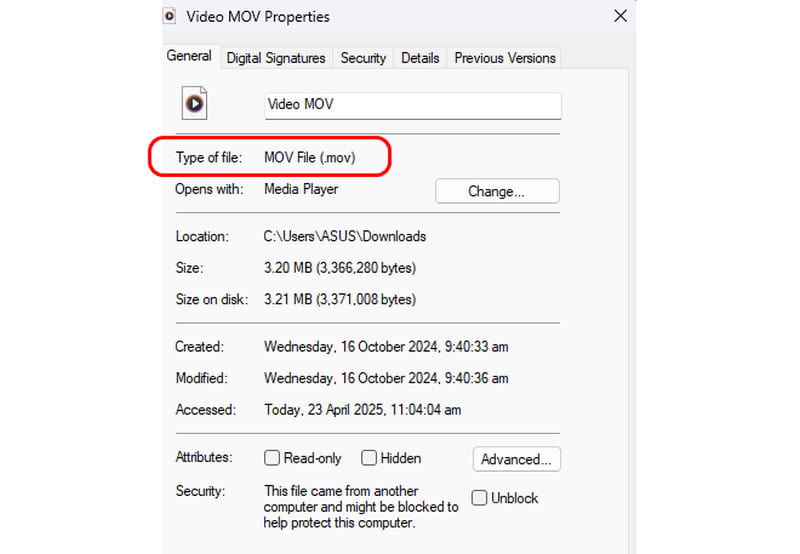 ファイル形式を確認する