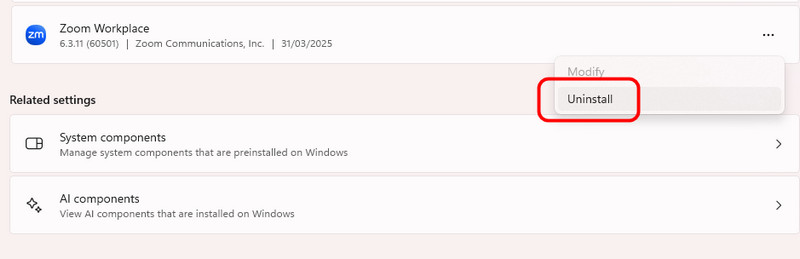 Zoomをアンインストールして再インストール