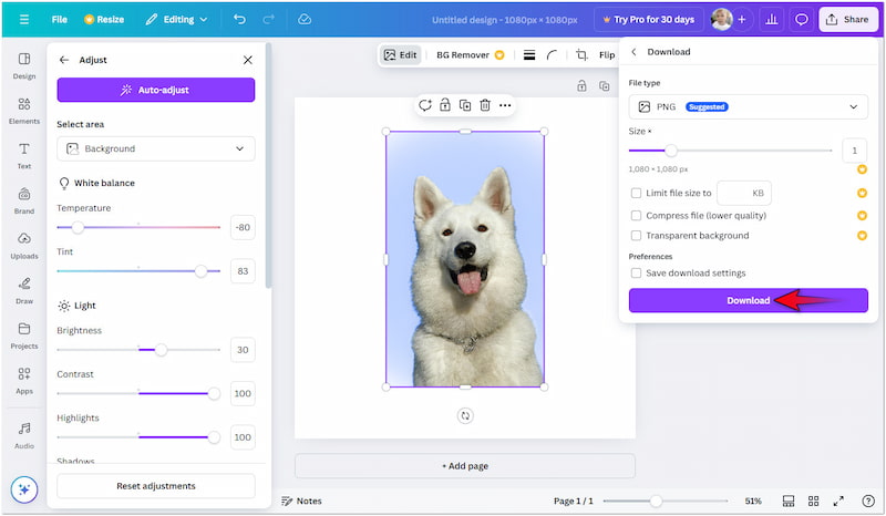 変更した背景色を保存