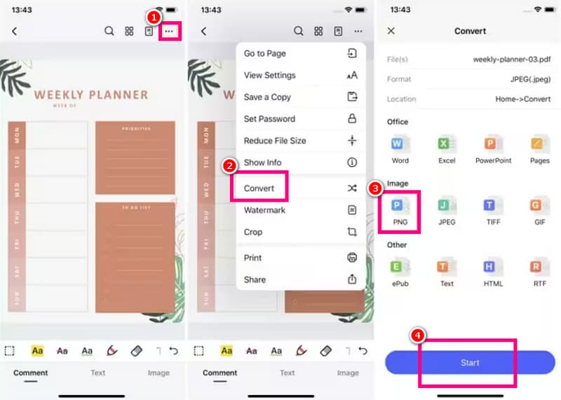 PDFをPNGに変換する（iPhone）