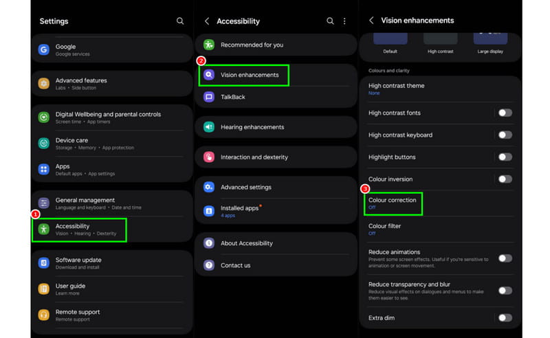 色補正機能を無効にする