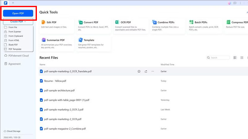 PDFを開く Wondershare