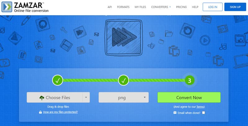 Zamzar WebP から PNG 変換ツール