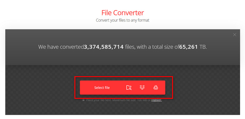 Convertio ファイルを選択