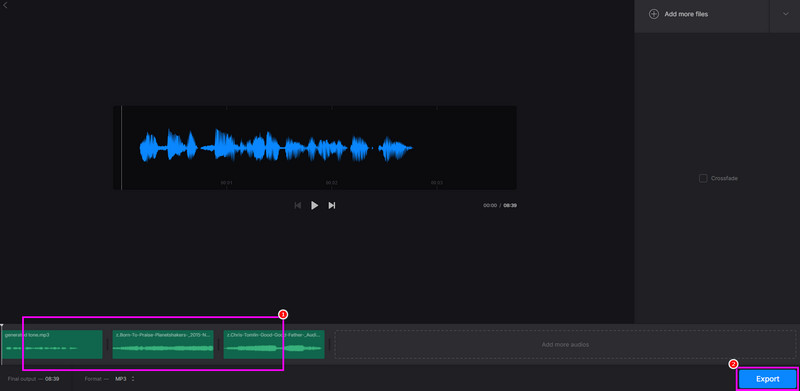 オンラインで音声ファイルを結合する
