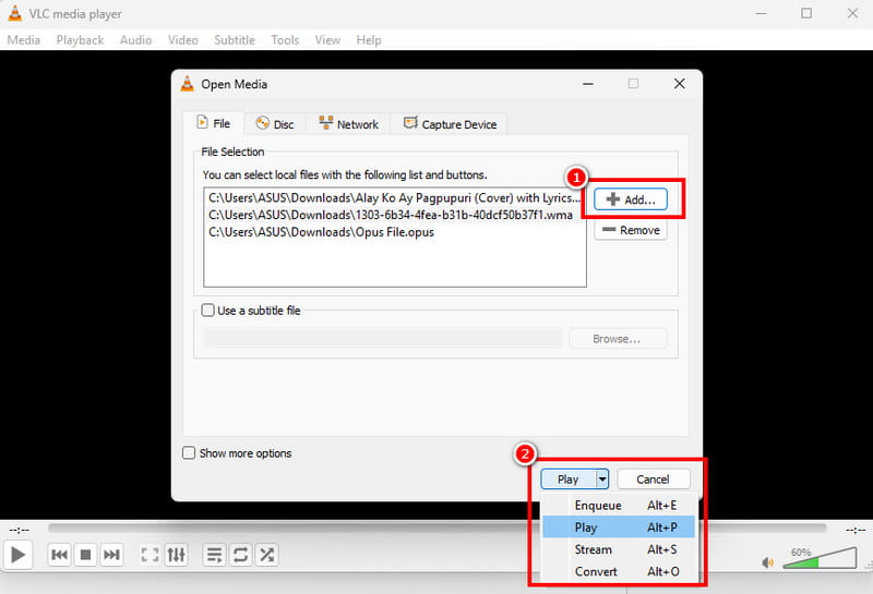 音声ファイルを結合する（VLC）