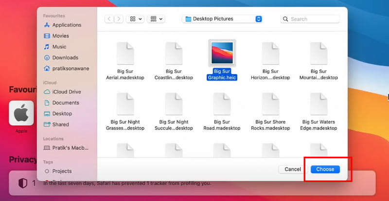 Safariで選択をクリック