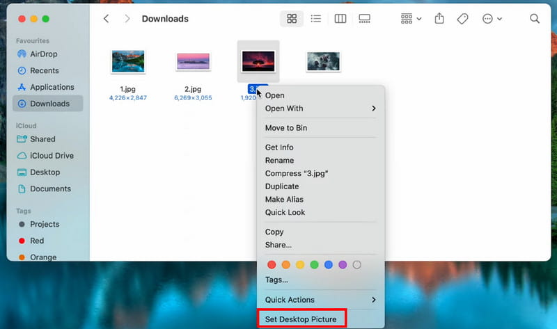 Finderでデスクトップピクチャを設定