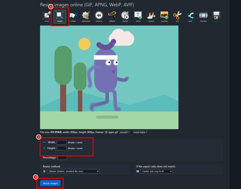 GIFをリサイズ Ezgif