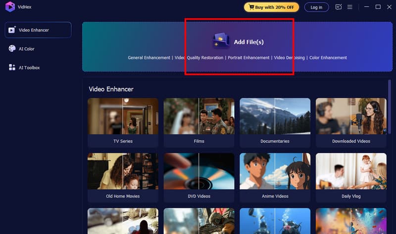 ファイル追加ボタン Add Files Button（Vidmore）