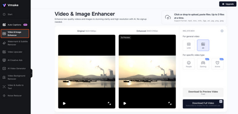 Vmake AI Video Enhancer