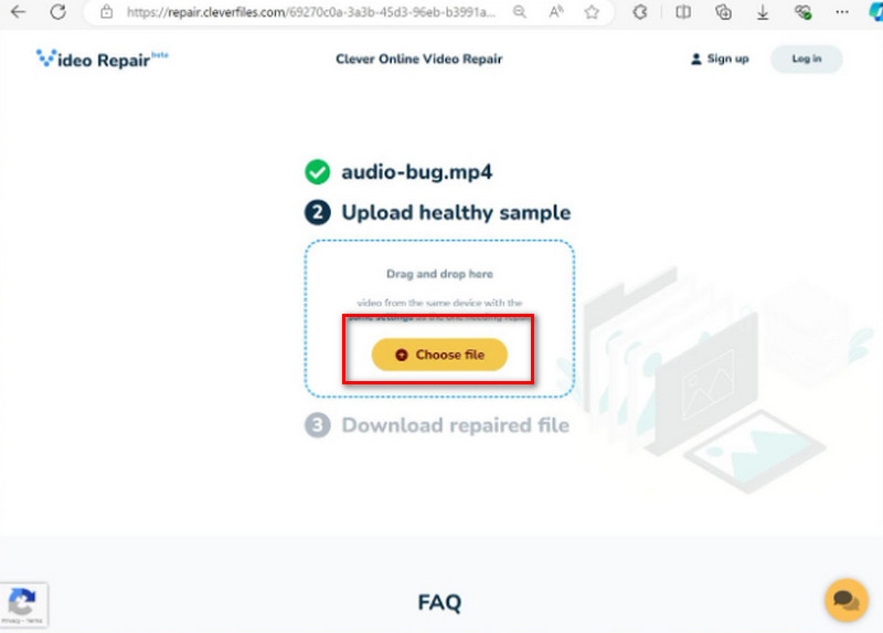 オンライン修復 サンプル動画をアップロード