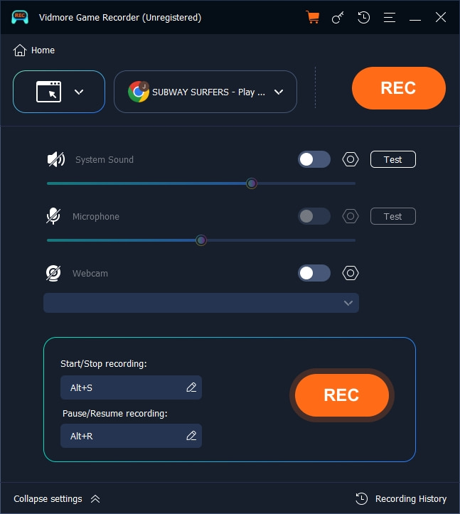 録画を開始する