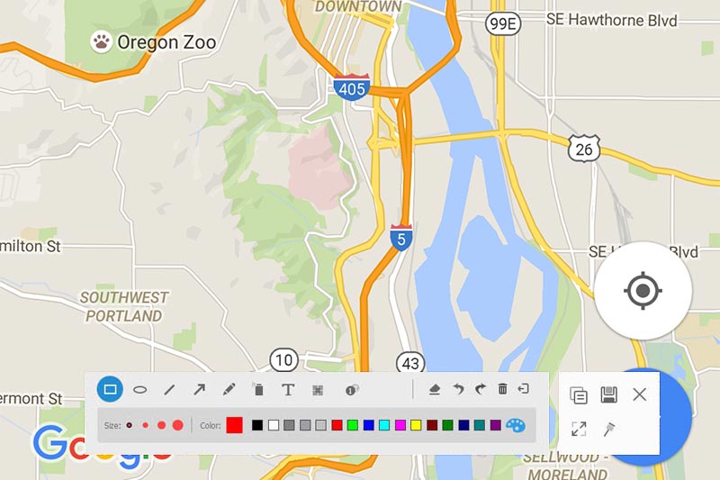 スクリーンショットの編集Google Maps Windows