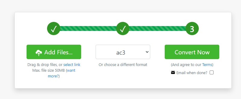 ZamzarでAACからAC3に変換