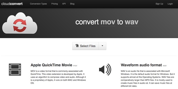 Cloudconvert movからwav