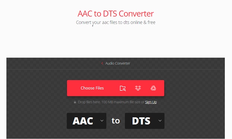 AACをDTSに変換するConvertio
