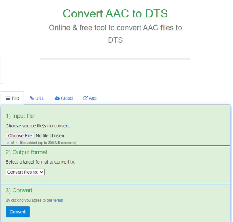AACをDTSに変換するFreeFileConvert