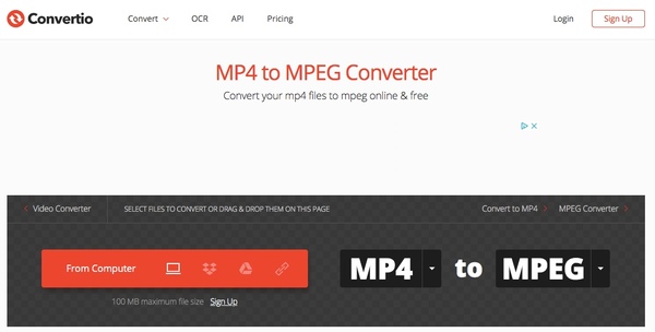 ConvertioでMP4をMPEGに変換する