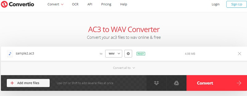 ConvertioConvertAC3をWAVに変換