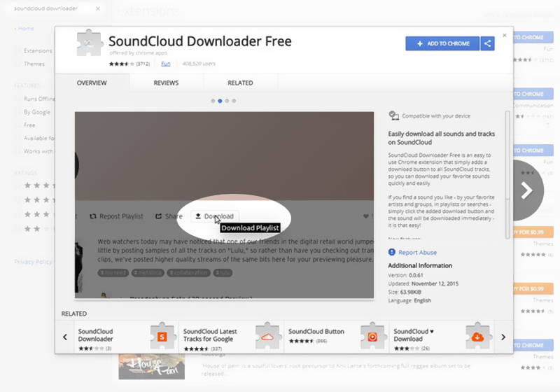 拡張機能付きのSoundcloudからダウンロード