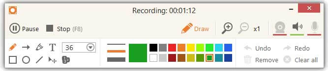 録画画面に描画