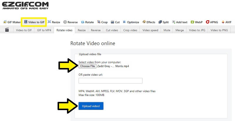 動画をアップロード