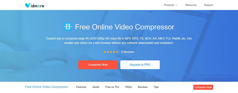 Vidmore Free Online Video Compressor ファイルを追加