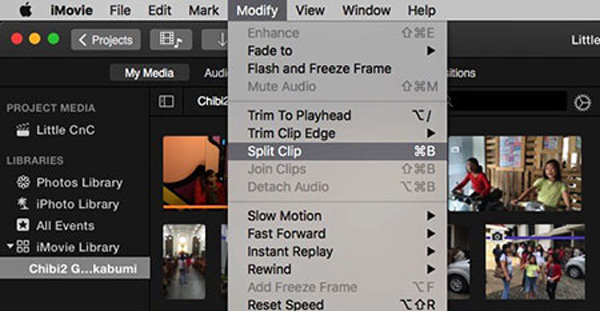 iMovie Splitクリップ