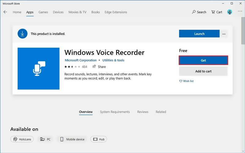 Windows Voice Recorderをインストール
