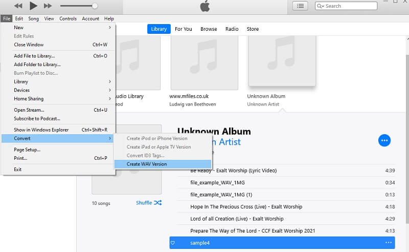 iTunesでAACファイルをWAVに変換