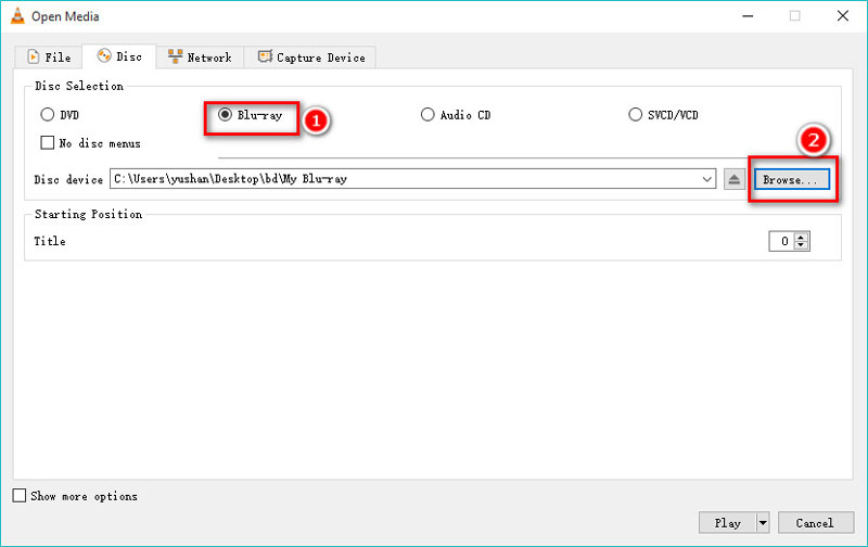 VLCでBlu-rayを探す