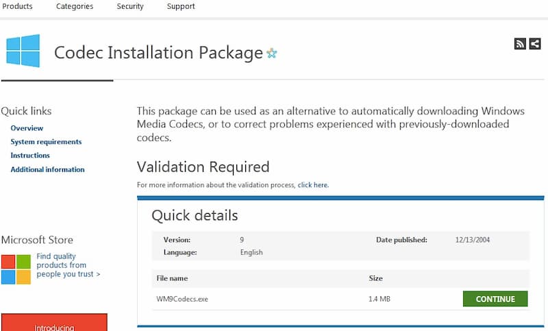 Windows Media Player 用 MP4 コーデックのインストール