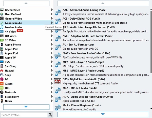 MP3オーディオ形式を設定する