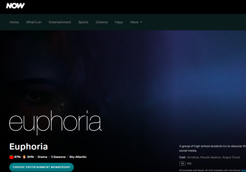 NowTVで『Euphoria』を観る