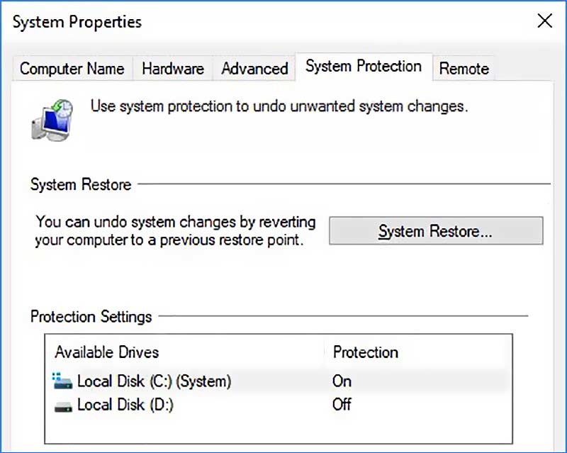 システムの復元